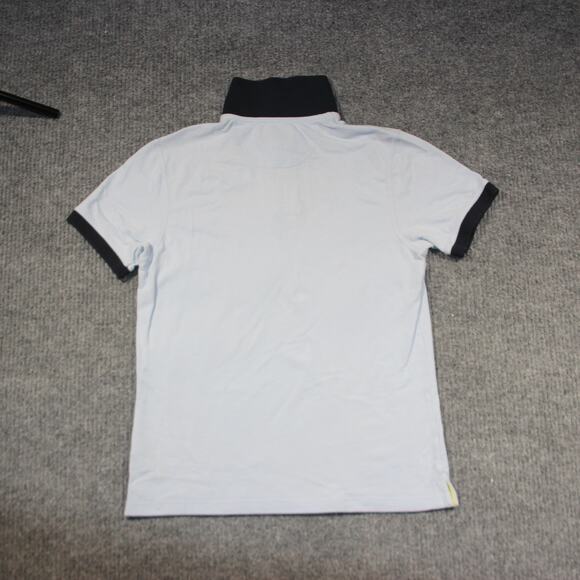 Barbour Polo Shirt Mens Medium Light Blue Gold Outdoor Preppy Logo 100% Cotton - Picture 4 of 6